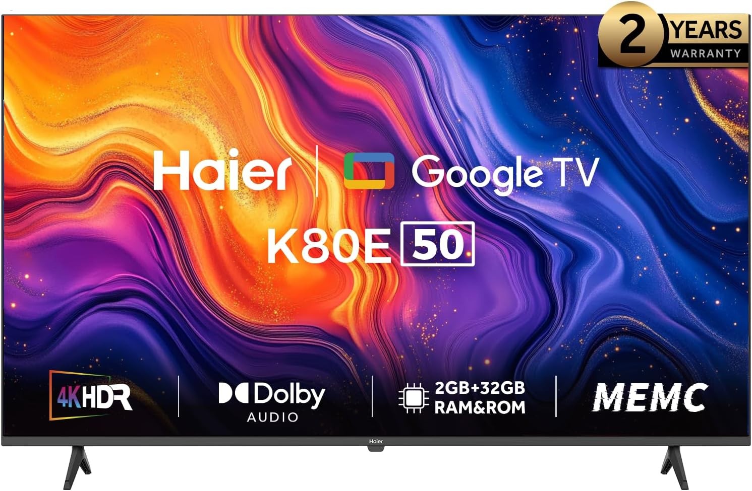 Haier 50 Inch 4K UHD QLED Smart TV Built-in Receiver, Black - H50K80EU